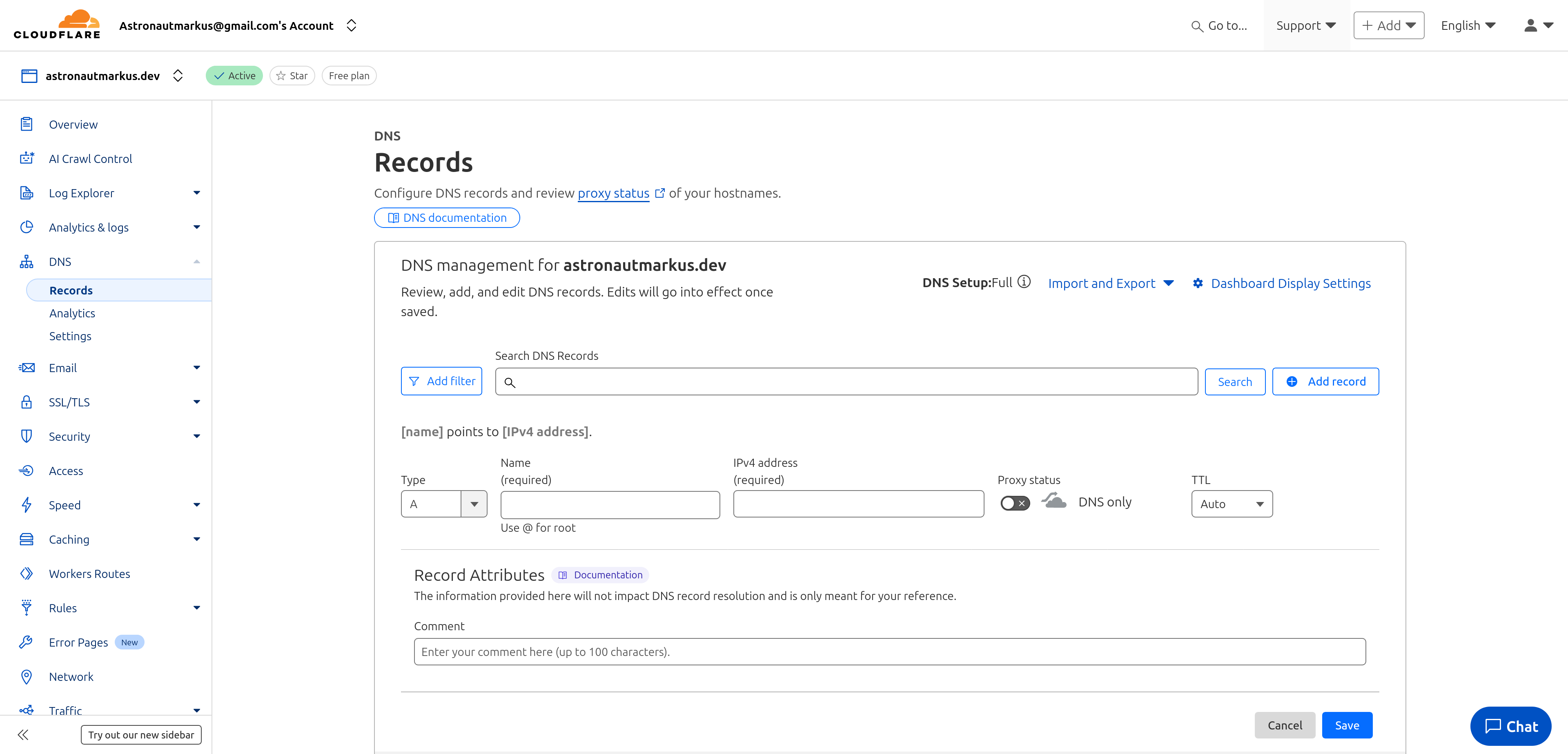 Cloudflare Add DNS Record